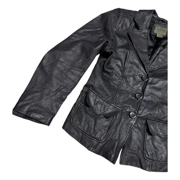 VINTAGE LEATHER John Paul Richard 90s Retro Casual Designer Jacket Womens 10 - Picture 5 of 5
